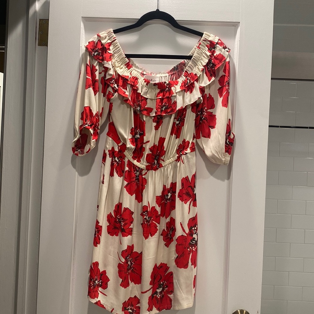 Ba&sh off the shoulder red floral dress